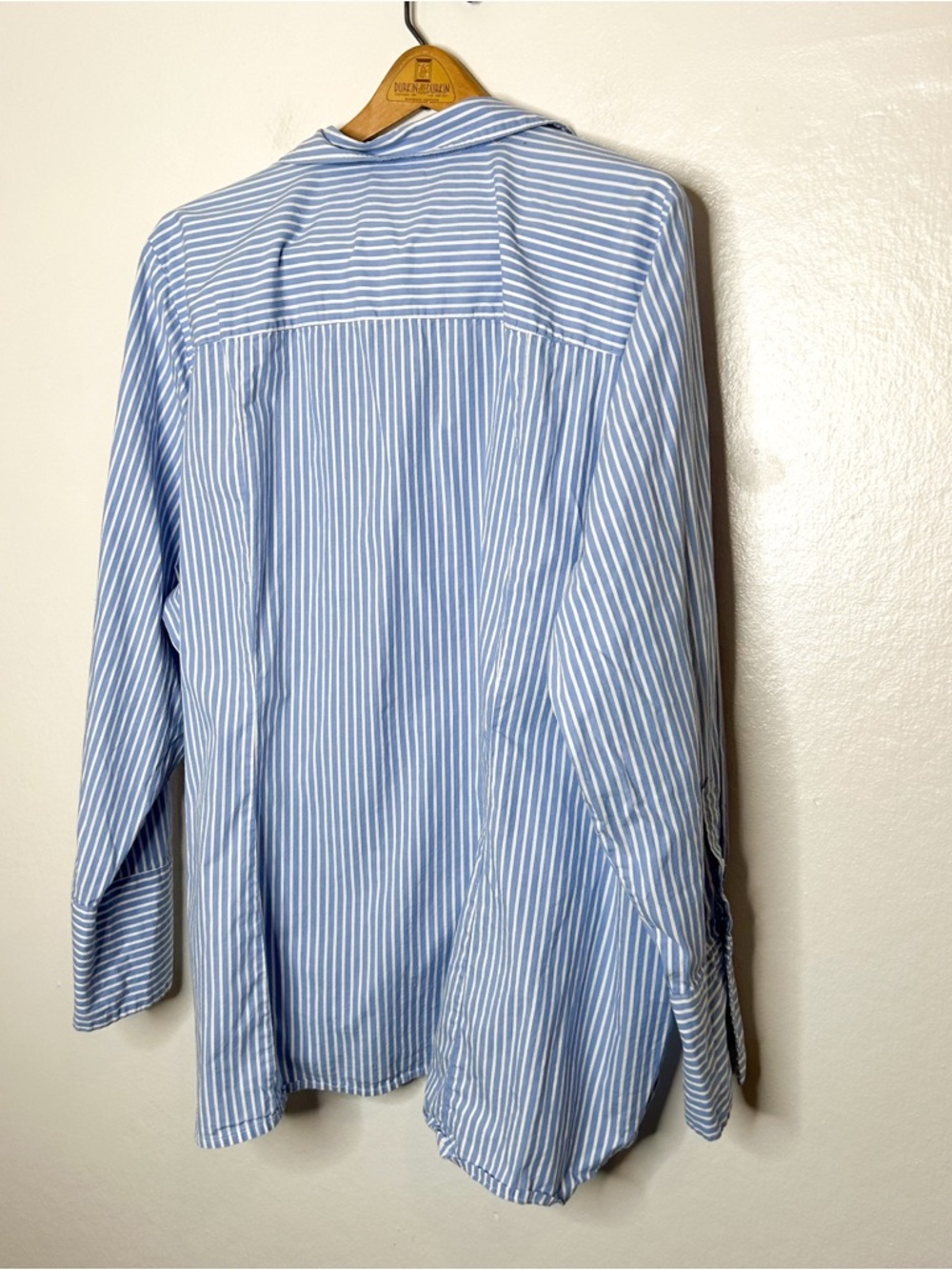 Lane Bryant Womens Button Down Stripe Girlfriend Shirt Blue White Plus Size 24 - Picture 7 of 7